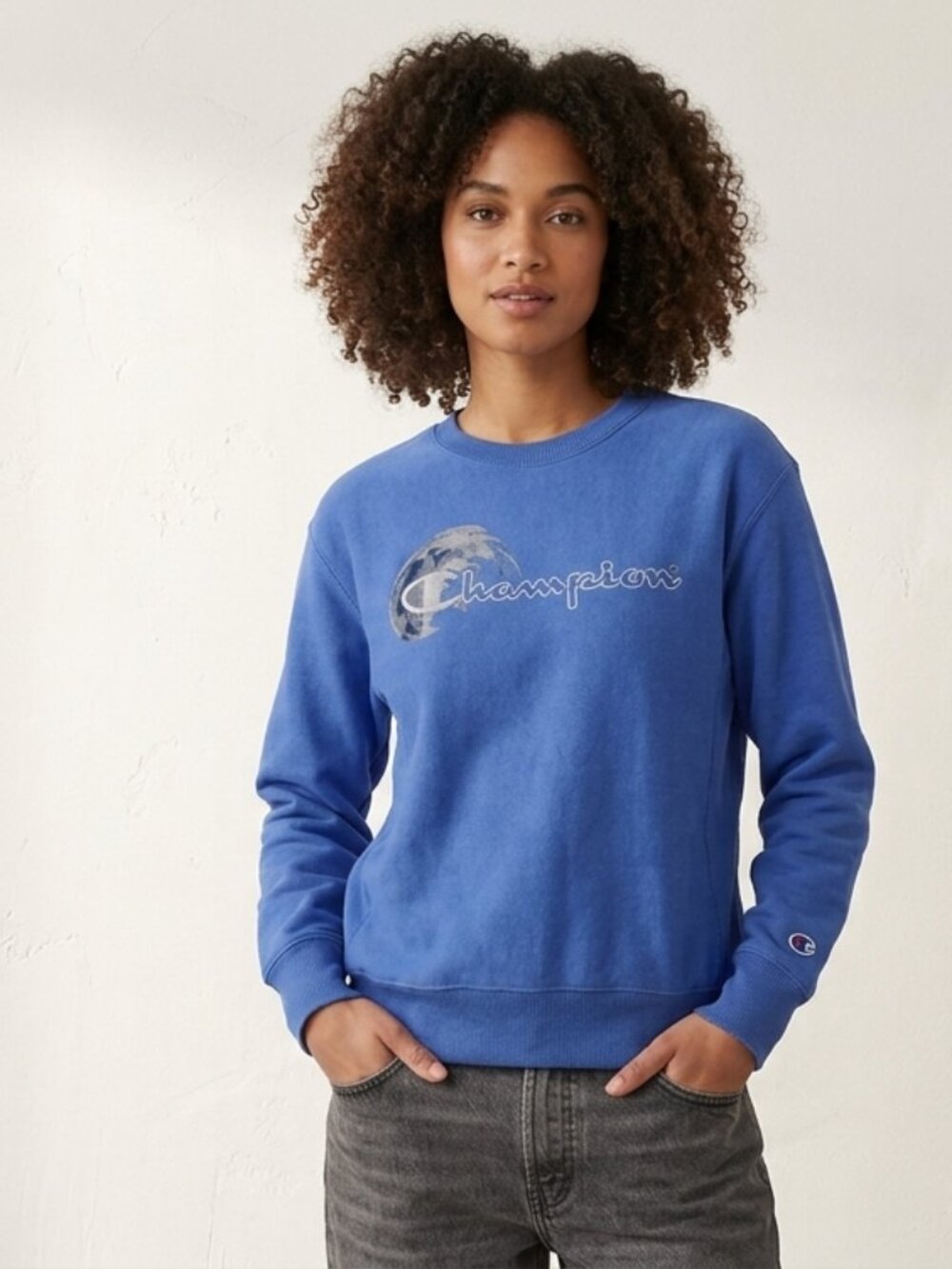 Authentic Blue ChampionGraphic Crewneck Sweatshirt